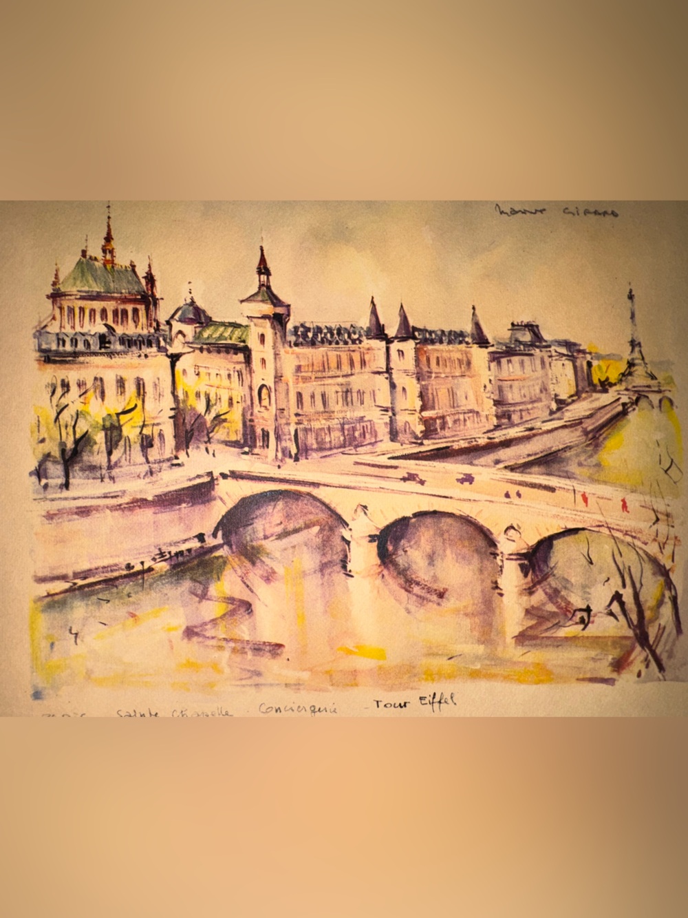 Gold Framed Watercolor Cityscape Paris Maris Girard Print Wall Art - Picture 5 of 6
